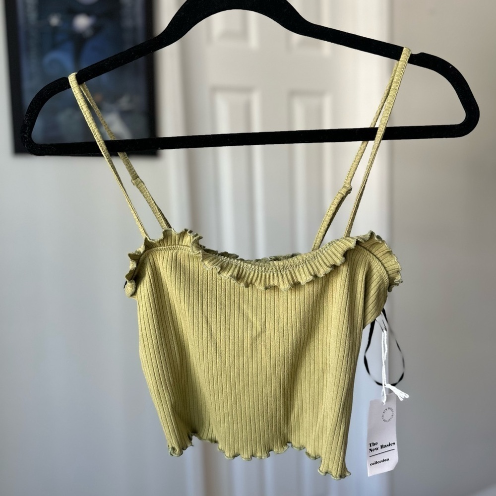 Olive Frill Crop Top